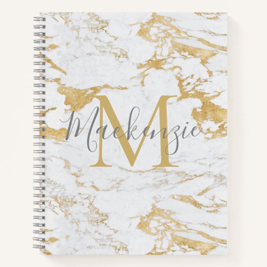 Chic Gold Foil Classic Marmormonogramm Notizblock (Vorderseite)