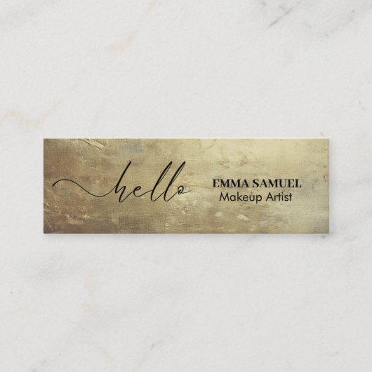 Chic gold Foil Elegant Hello Minimal Calligraphy Mini Visitenkarte (Vorderseite)