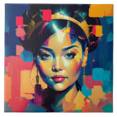 Chic Gold Foil farbenfrohe Frauen Impasto Ölgemäld Fliese (Vorderseite)