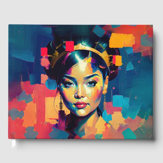 Chic Gold Foil farbenfrohe Frauen Impasto Ölgemäld Gästebuch (Vorderseite)