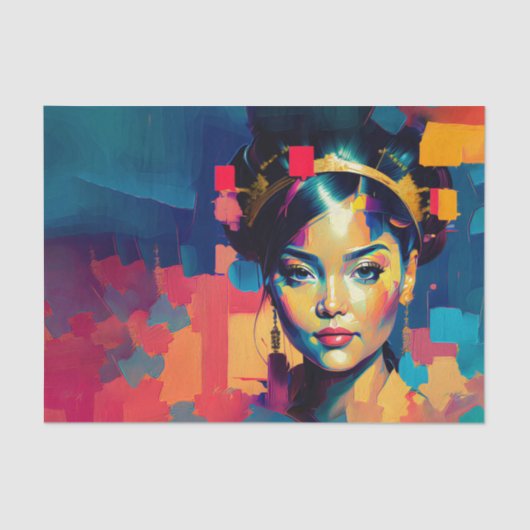 Chic Gold Foil farbenfrohe Frauen Impasto Ölgemäld Seidenpapier (Vorderseite)