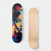 Chic Gold Foil farbenfrohe Impasto Ölgemälde Fraue Skateboard (Vorderseite)
