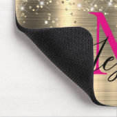 Chic Gold Foil Faux Glitter Hot Pink Monogram Mousepad (Ecke)