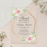 Chic Gold Foil Floral Sweet 16 Geburtstag Acryleinladungen<br><div class="desc">Feiern Sie stilvoll mit den trendigen,  süßen Einladungen zum 16. Geburtstag. Das Design lässt sich leicht mit Ihrer speziellen Veranstaltungssprache personalisieren und Ihre Gäste werden begeistert sein,  wenn sie diese fantastischen Einladungen erhalten.</div>