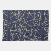 Chic Gold Foil Geometric Polygon Navy Blue Geschirrtuch (Horizontal)