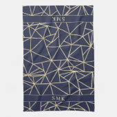Chic Gold Foil Geometric Polygon Navy Blue Geschirrtuch (Vertikal)