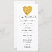 Chic Gold Foil Heart Wedding Menükarte (Vorne/Hinten)