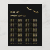 Chic Gold Foil Lashes Beauty Makeup Artist  Flyer (Hinten)