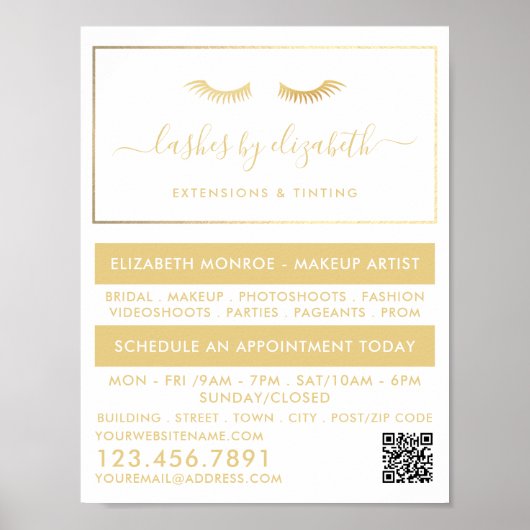 Chic Gold Foil Lashes Beauty Makeup Artist Poster (Vorne)