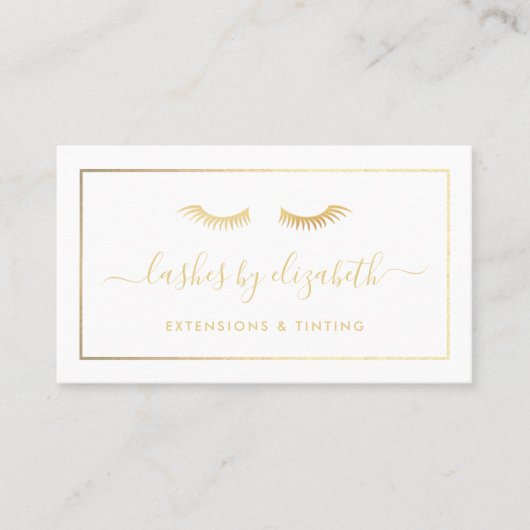 Chic Gold Foil Lashes Beauty Makeup Artist Visitenkarte (Vorderseite)