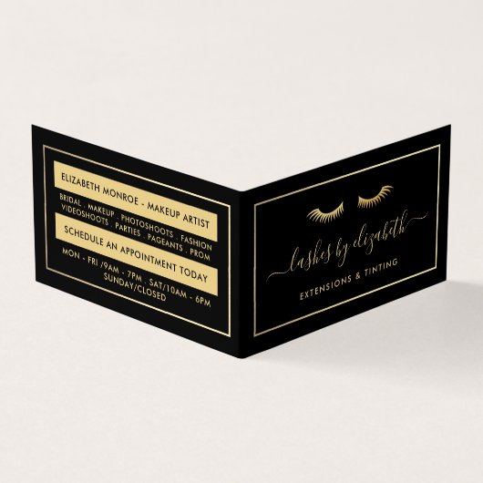 Chic Gold Foil Lashes Visitenkarten (Vorderseite)