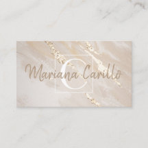 Chic Gold Foil Marmor Monogram Business Card