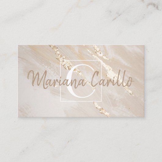 Chic Gold Foil Marmor Monogram Business Card Visitenkarte (Vorderseite)
