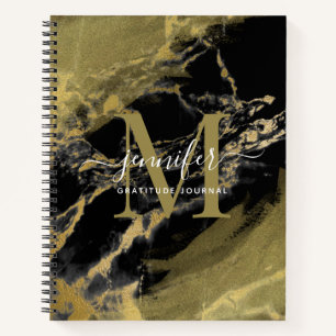 Chic Gold Foil Marmor Monogram Notebook Notizblock