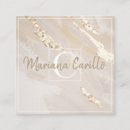 Chic Gold Foil Marmor Monogramm Quadratische Visitenkarte