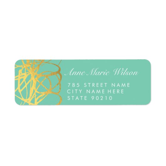 Chic Gold Foil Mint Lines Address Labels (Vorne)