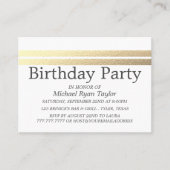 Chic Gold Foil Streifen Geburtstagsparty Ticket (Vorderseite)