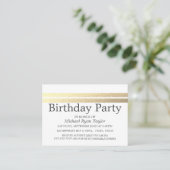 Chic Gold Foil Streifen Geburtstagsparty Ticket (Stehend Vorderseite)