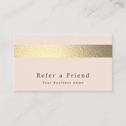 Chic Gold Foil Strip auf Blush Pink Referenzkarte Begleitkarte (Vorderseite)