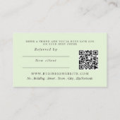 Chic Gold Foil Strip auf Mint Green Empfehlungskar Begleitkarte (Rückseite)