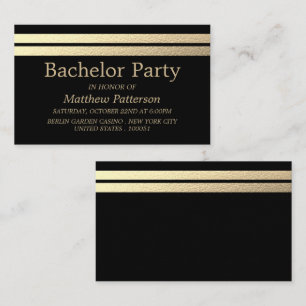 Chic Gold Foil Stripes Bachelor Party Ticket