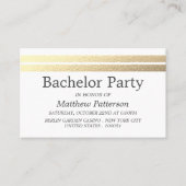 Chic Gold Foil Stripes Bachelor Party Ticket (Vorderseite)