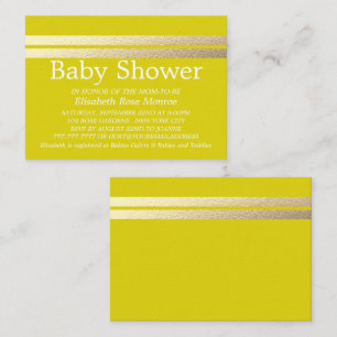 Chic Gold Foil Stripes, Yellow Baby Shooting Ticke Visitenkarte
