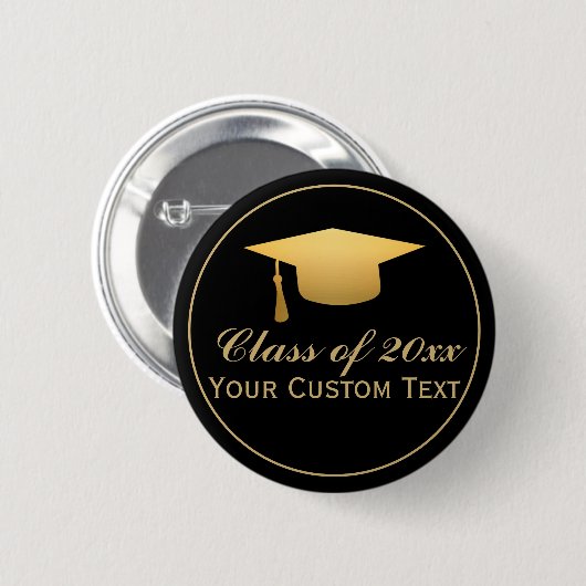 Chic Gold Foil Trendy Abschluss Class 20XX Button (Vorne & Hinten)