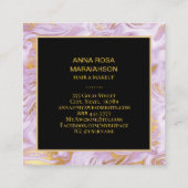 *~* Chic Gold Foil Veins Lavendel Marmor Moderne Quadratische Visitenkarte (Rückseite)