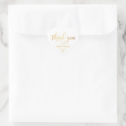 Chic Gold Foil Wedding Vielen Dank Herz-Aufkleber (Tasche)