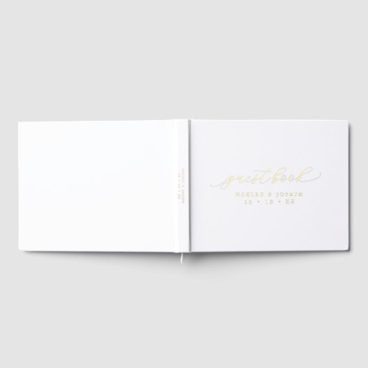 Chic Gold Foil & White Elegante Calligrafy Wedding Gästebuch (Voll)