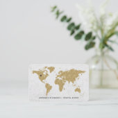 Chic Gold Foil World Map Travel Agency oder Blogge Visitenkarte (Stehend Vorderseite)