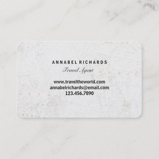 Chic Gold Foil World Map Travel Agency oder Blogge Visitenkarte (Rückseite)