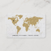 Chic Gold Foil World Map Travel Agency oder Blogge Visitenkarte (Vorderseite)