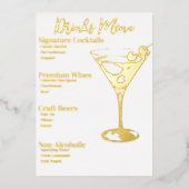 Chic Gold Foiled Drinks Party Bar Menü (Vorderseite)