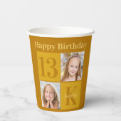 Chic Gold Foto Custom Geburtstagsparty Pappbecher (Rückseite)