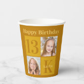 Chic Gold Foto Custom Geburtstagsparty Pappbecher (Vorderseite)