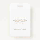 Chic Gold Foto Small Business oder Teacher ID Ausweis (Rückseite)