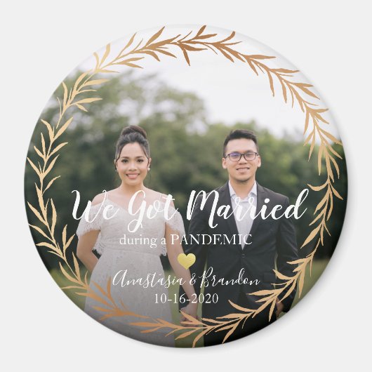 Chic Gold Foto Verheiratet während der Pandemie Ke Magnet (Vorne)