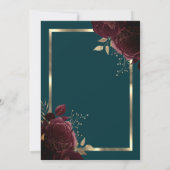 Chic Gold Frame Burgund Rose Grüne Rente Einladung (Rückseite)