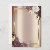 Chic Gold Frame Burgundy Rose Rente Einladung (Rückseite)