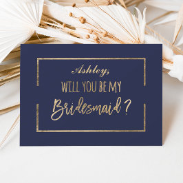 Chic Gold Frame Skript Marine meine Brautjungfrau Einladung
