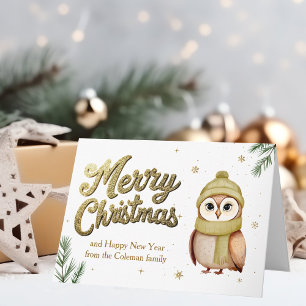 Chic Gold Frohe Weihnachtsbaumtiertier Feiertagskarte