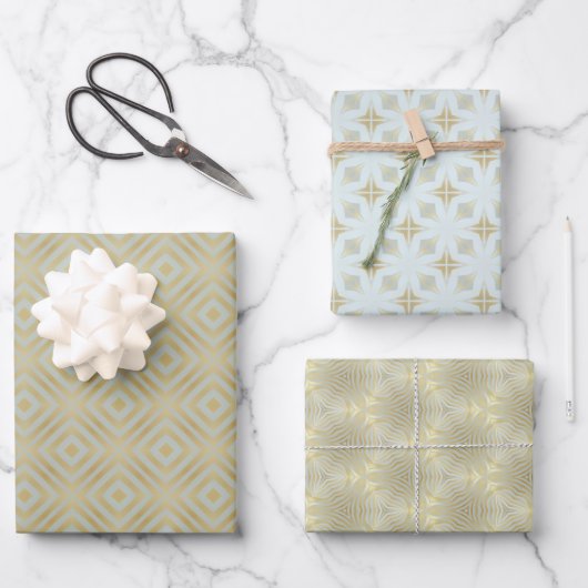 Chic Gold Geometric Geschenkpapier Set (Vorderseite)