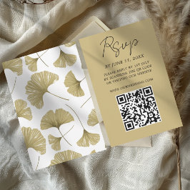 Chic Gold Ginkgo Leaf Wedding RSVP Card Karte