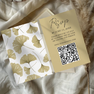 Chic Gold Ginkgo Leaf Wedding RSVP Card Karte