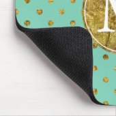 Chic Gold Glam and Mint Dots Monogramm Mousepad (Ecke)