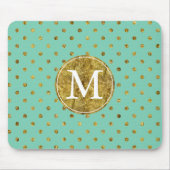 Chic Gold Glam and Mint Dots Monogramm Mousepad (Vorne)