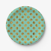 Chic Gold Glam and Mint Dots Pappteller (Vorderseite)