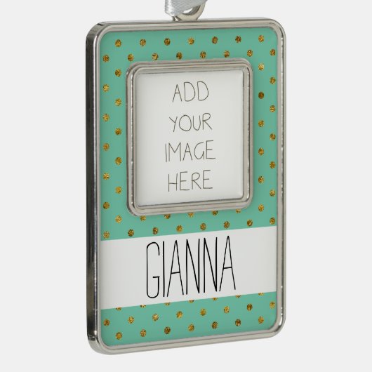 Chic Gold Glam and Mint Dots Rahmen-Ornament Silber (Rechts)